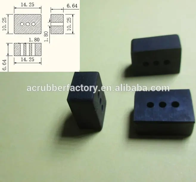Square plug with 3 holes 1.8 mm holes Oblong plug cable grommet with 3 holes 1