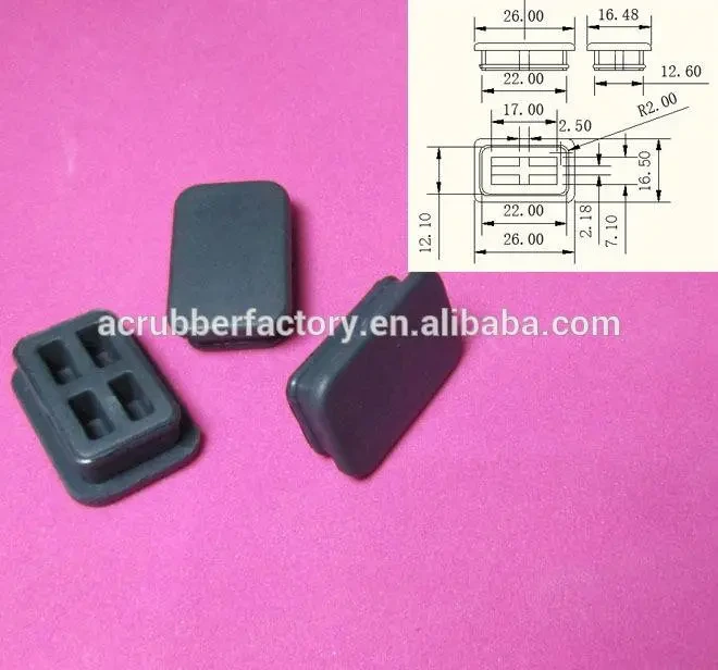 rubber bungs 22 x 12.6 mm rectangular rubber plug water proof rectangular plug rectangular plug with slot 1