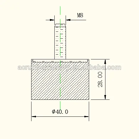 Rubber Cylindrical Vibration Isolation Mount with 2 Threaded Studs, Inch Size, 1 Diameter, 0.75 Height, 5/16-18 Thread 1