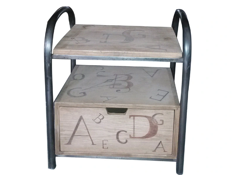 Industrial Solid Wood Side Table 1