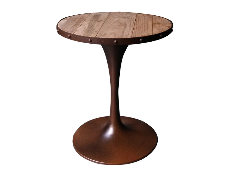 Metal Base and Solid Wood Top Round Dining Table 1