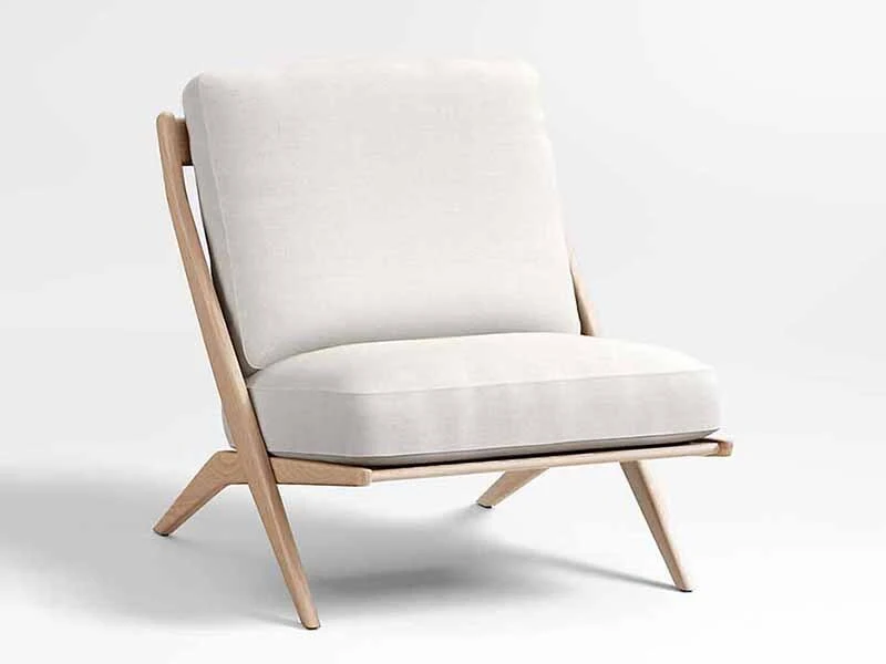 Comfortable Fabric and Oak Wood Frame Chair and Pose Natural Accent Chair 1