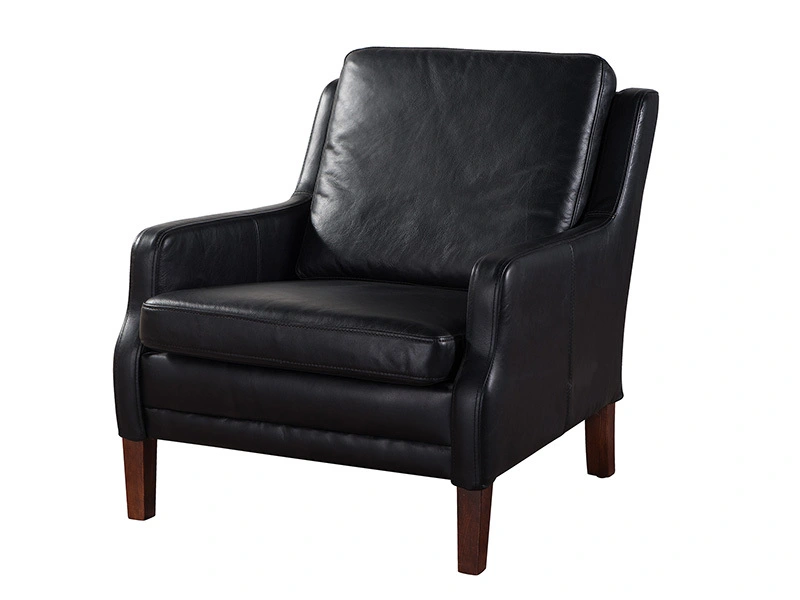 Contemporary Black Leather Armchair 1