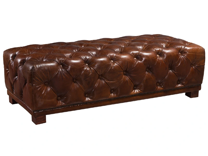 Vintage Leather Tufted Coffee Table 1