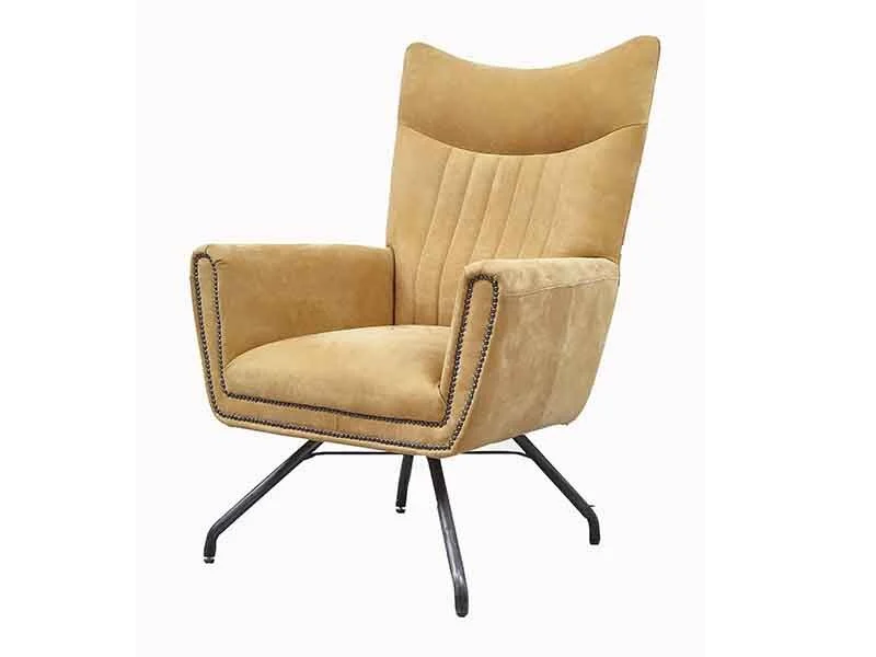 Vintage Genuine Leather Chair with Stool 1