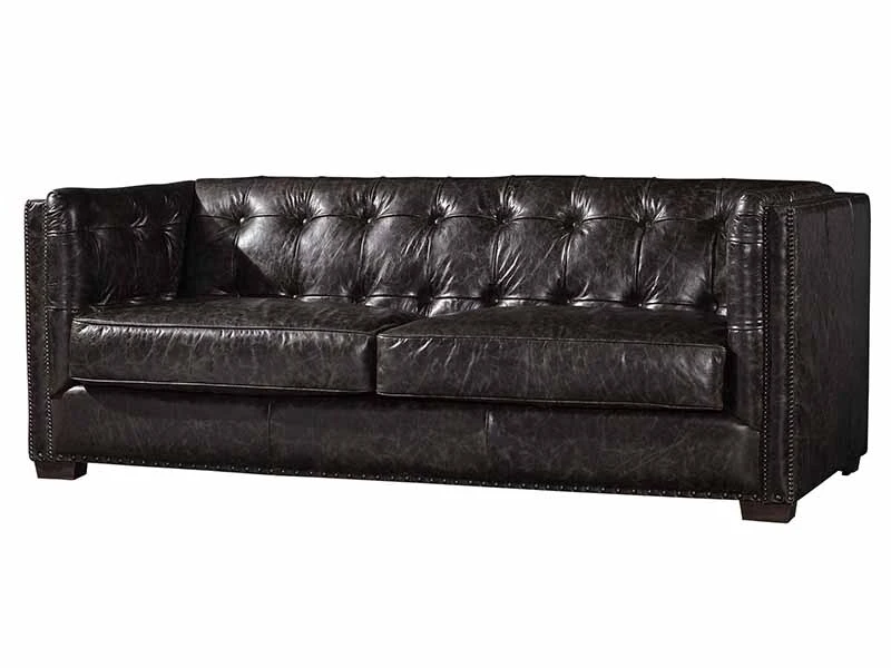 Tufted Back Antique Black 3 Seater Sofa 1