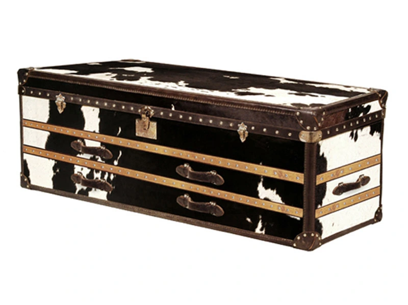 Cow Hide Leather Steamer Coffee Table 1