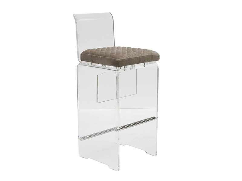 Armless Acrylic Bar Chair with Leather Cushion 1