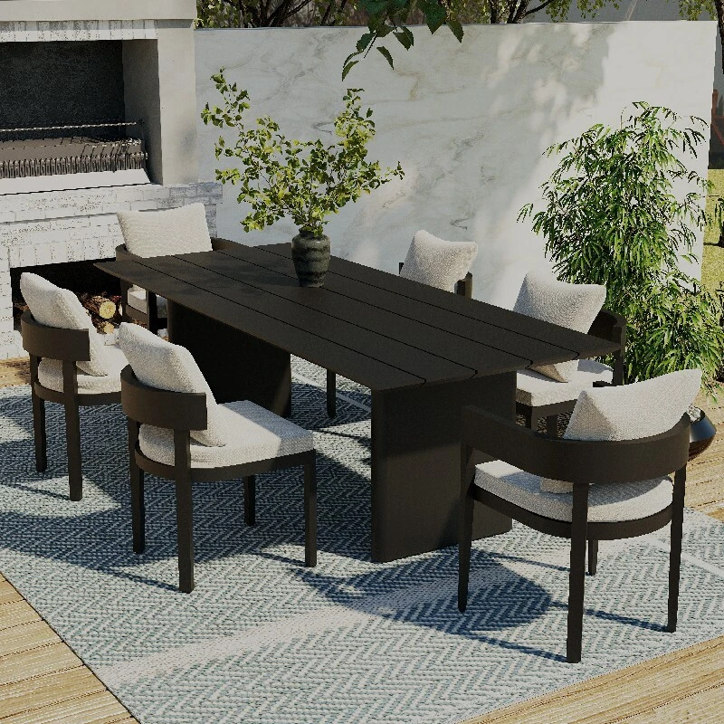 Defaico Aluminum Outdoor Garden Dining Set with Cushions 1