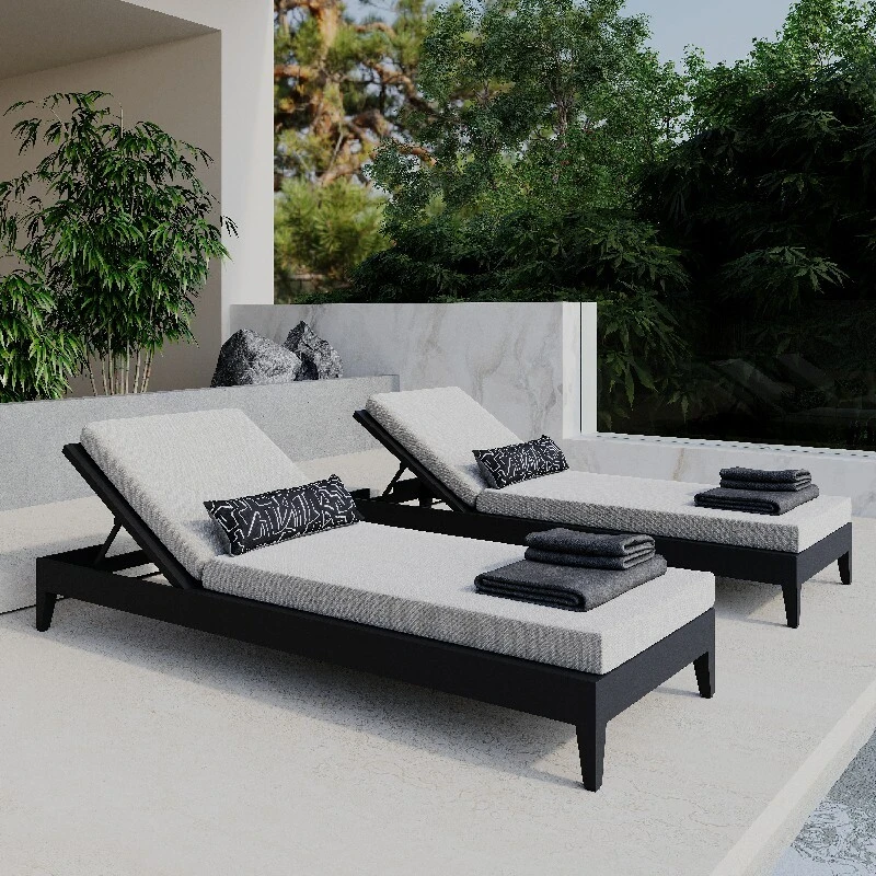 Defaico Aluminum Outdoor Garden Chaise Lounge with Cushions 1
