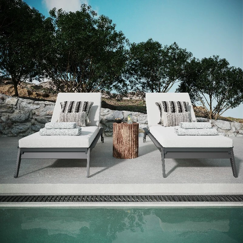 Defaico Aluminum Outdoor Rattan Lounger with Cushions 1