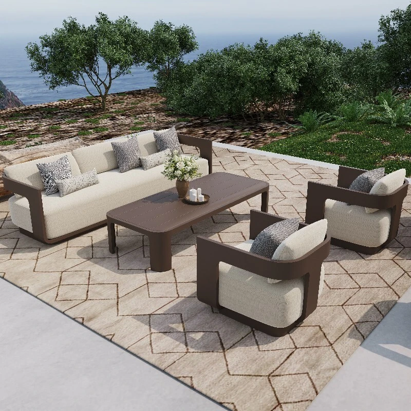 Defaico All-Weather Aluminum Outdoor Lounge Seating Set with Cushions 1