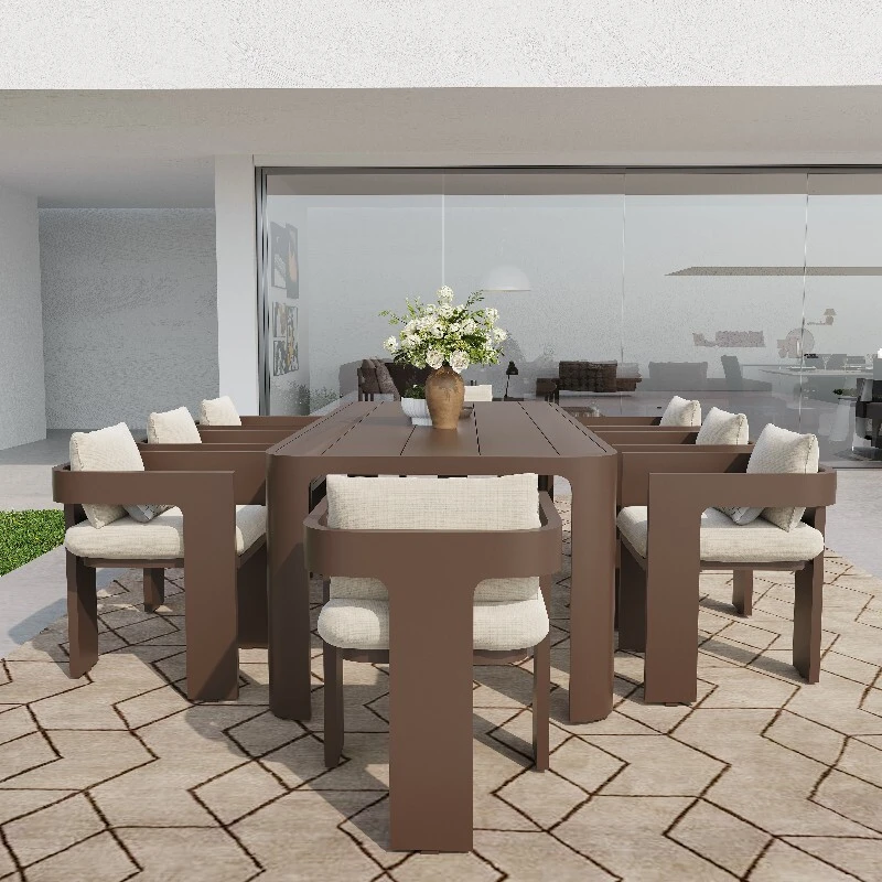 Defaico All-Weather Aluminum Outdoor Dining Set with Cushions 1