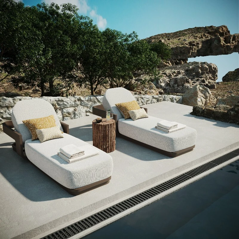 Defaico All-Weather Aluminum Outdoor Lounger with Cushions 1