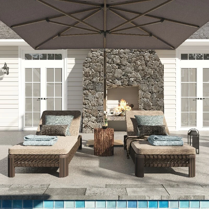 Defaico Aluminum Outdoor Rope-Woven Lounger Set with Cushions 1