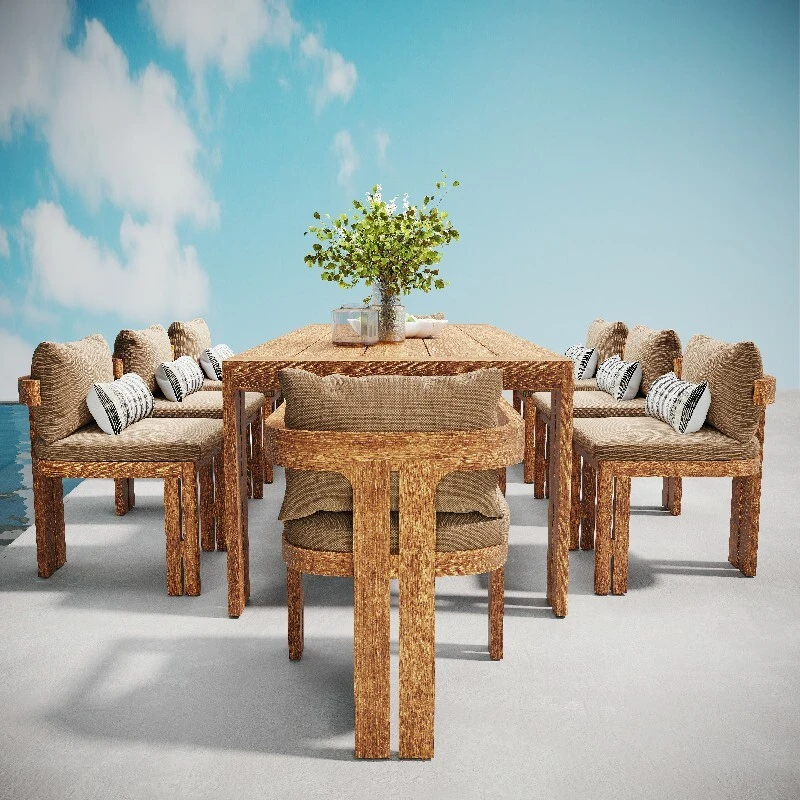 Defaico Patio Outdoor Dining Set in Premium Solid Teak 1