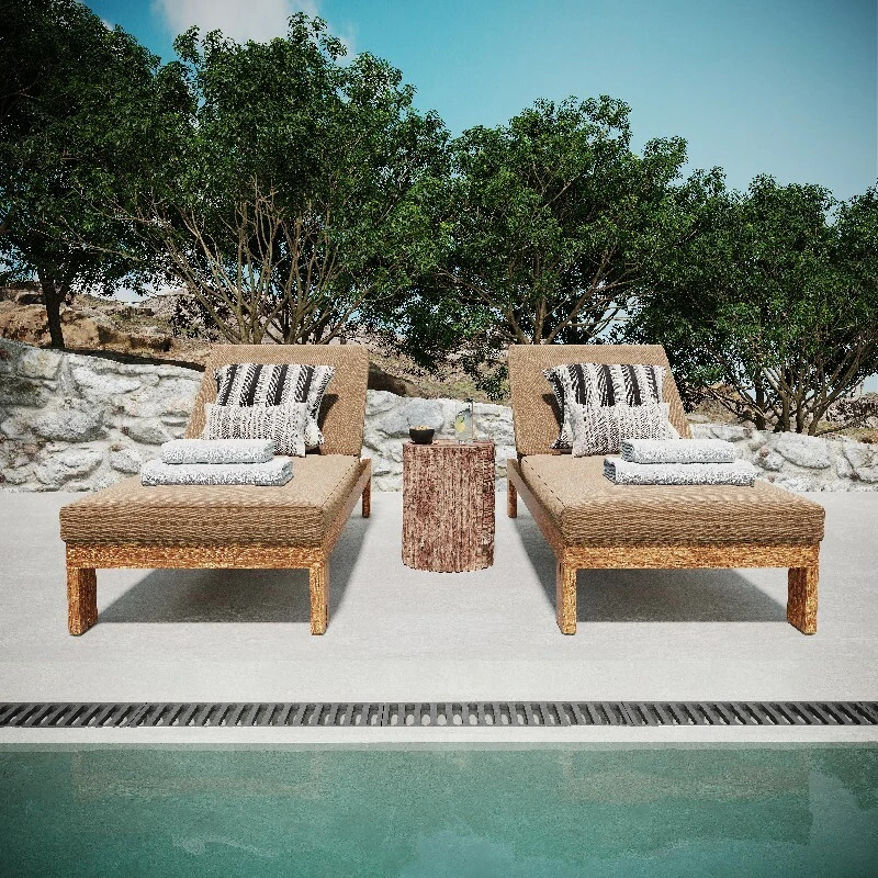 Defaico Patio Outdoor Lounge Chaise in Premium Solid Teak 1