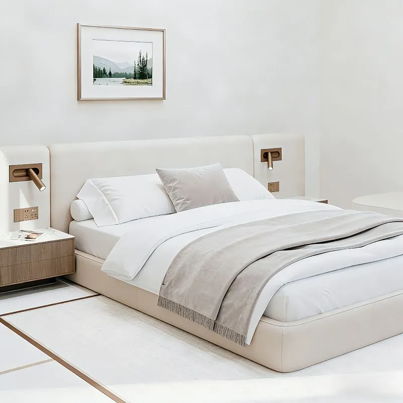 Bed, king size upholstered bed, luxury bedroom furniture, modern platform bed