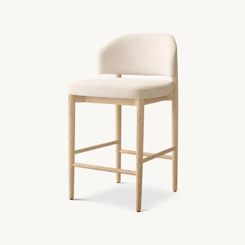 كرسي طعام، مقعد بار من خشب الدردار، كرسي من القماش، مقاعد بار منجدة