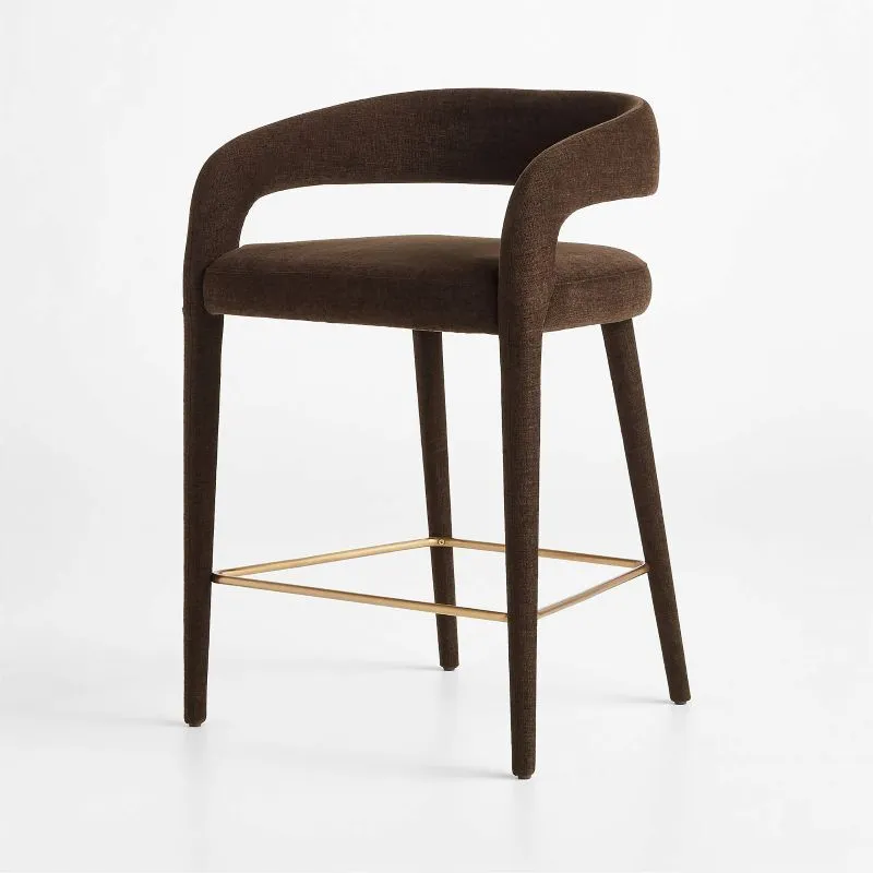 Barstools, solid wood counter chair, modern fabric bar stool, upholstered counter seating