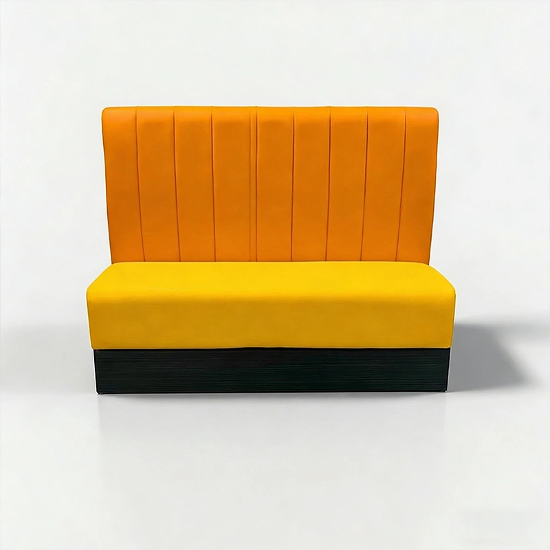 مقاعد على شكل حرف L، مقاعد على شكل حرف L، خشب رقائقي من خشب الدردار، وسائد إسفنجية عالية الكثافة