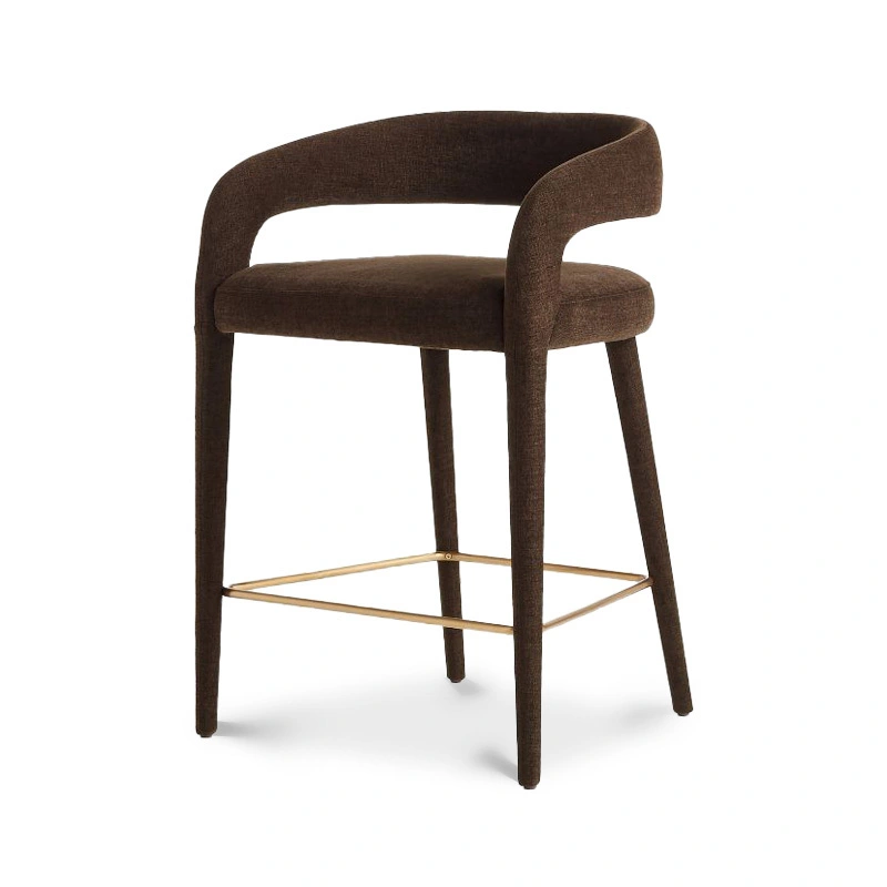 Chaise de comptoir moderne en tissu et bois massif Defaico