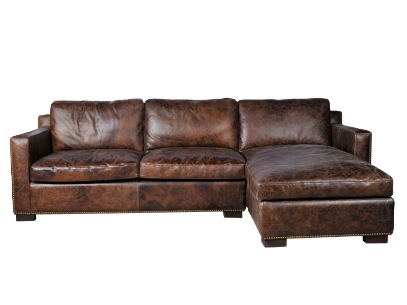 Antique Leather Sectional Sofa Set 1