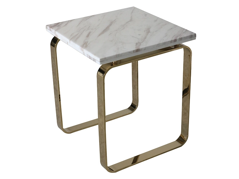 Golden Base Jazz White Marble Top Side Table 1