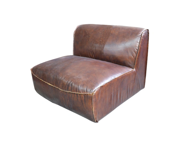 Full Vintage Corner Leather Sofa Multiple Seat Options Customized For Hotel Lobby Club 1