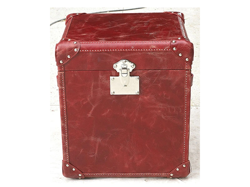 Retro Ox Red Leather Little Trunk 1