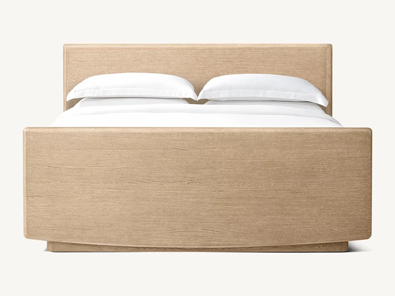 Oak Solid Wood Bed with Footboard Faddish Modern Style Bedroom Bed 1