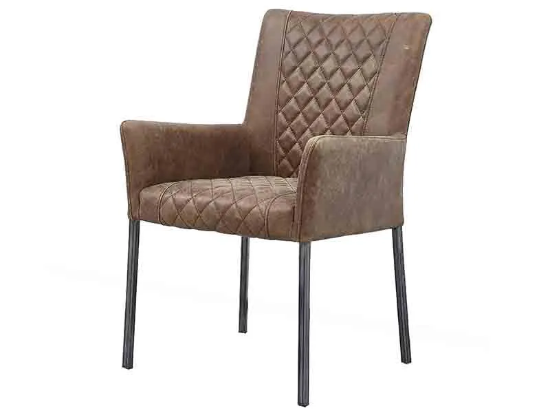 Antique Tan Leather Chair with Arms 1