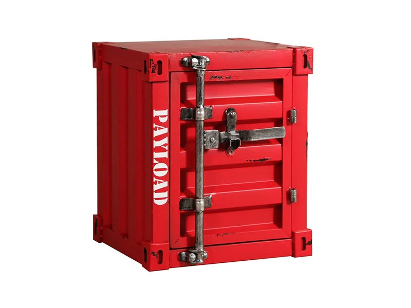 Industrial Vintage Rusty Distressed Iron Metal Container Design Storage Small Coffee Table with Lock 1