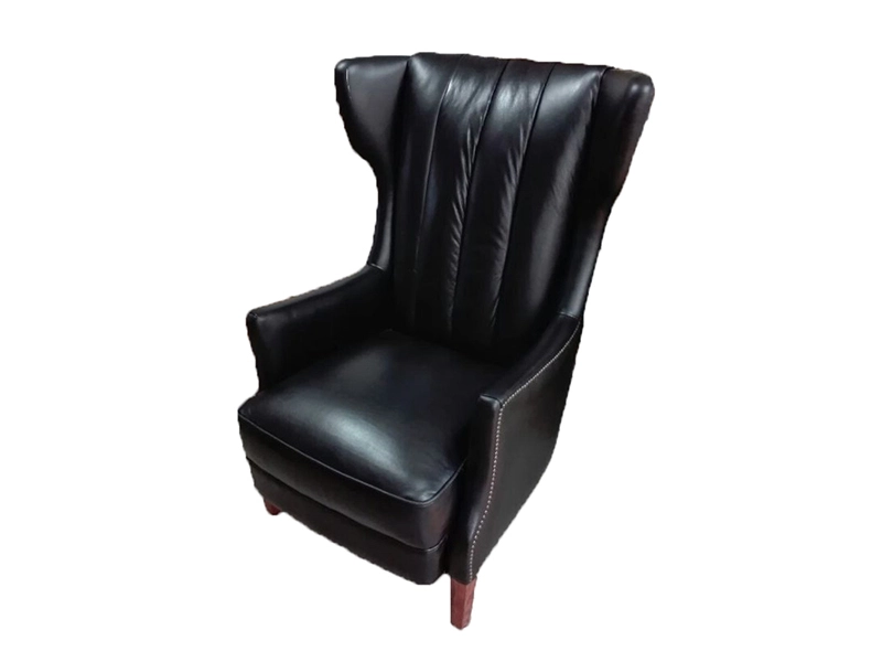 Black Leather High Back Armchair 1