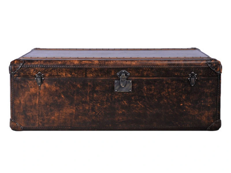 Antique Dark Mountain Leather Trunk 1