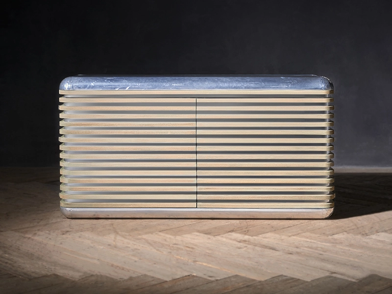 Trace Striated Aluminum Credenza Cabinets Custom Size and Color Storage Cabinets 1