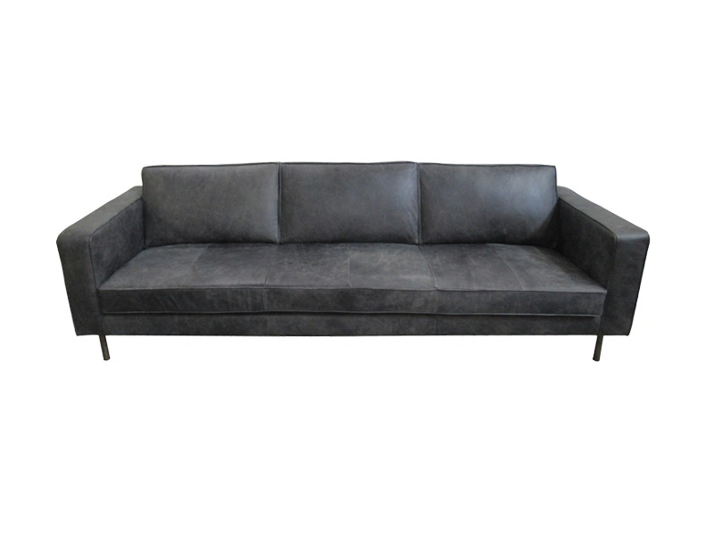 Black Living Room Leather Sofa Material Can Be Customized Use In Lobby Club 1