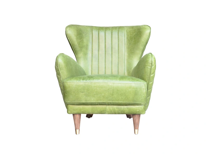 Green High Back Leather Sofa Chair Vintage Leather/Pu With Armrest Use In Living Room Hotel Club 1