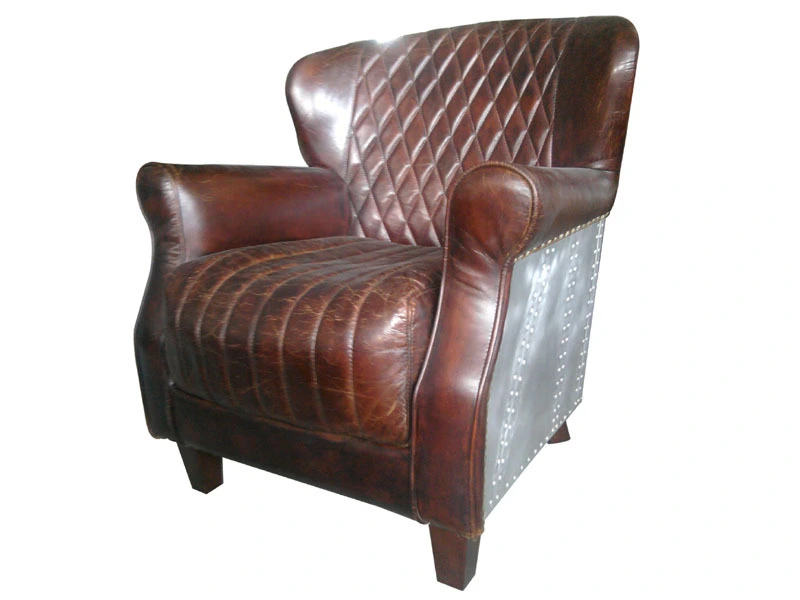 Vintage Tobacco Leather Aviator Chair 1