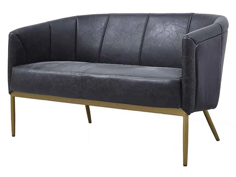 Golden Color Legs Black Vintage Leather Tub 2S Sofa 1
