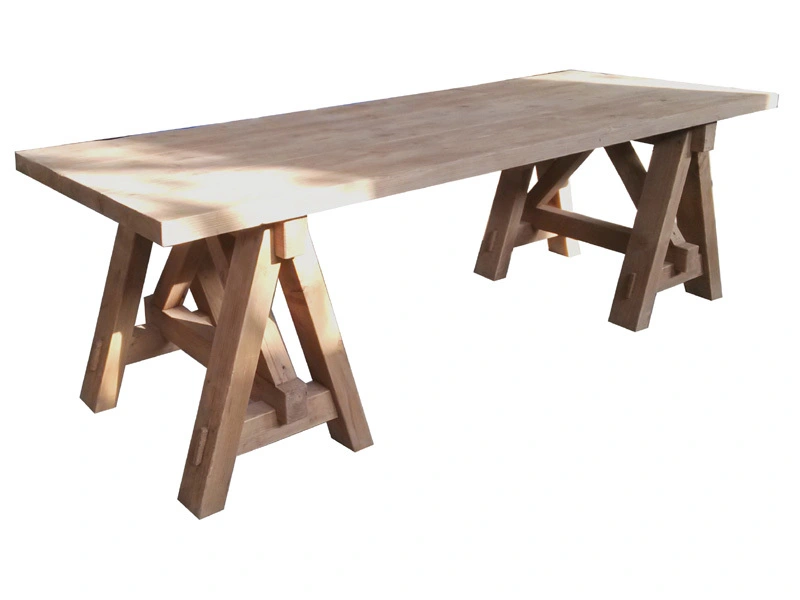 Salvaged Wood X-Base Rectangular Dining Table 1
