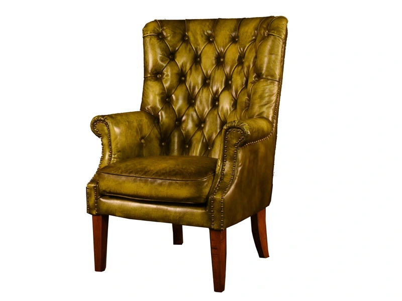 Roll Arm Tufted Back Wing Back Club Chair 1