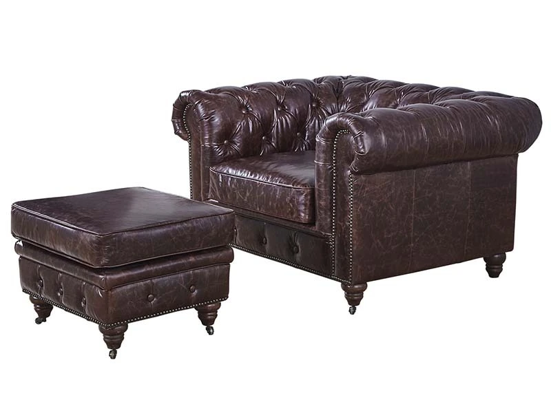 Vintage Leather Footstool 1