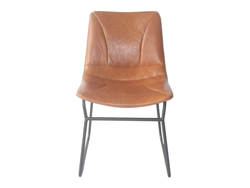 Metal Frame Industrial Vintage Top Grain Leather Chair 1