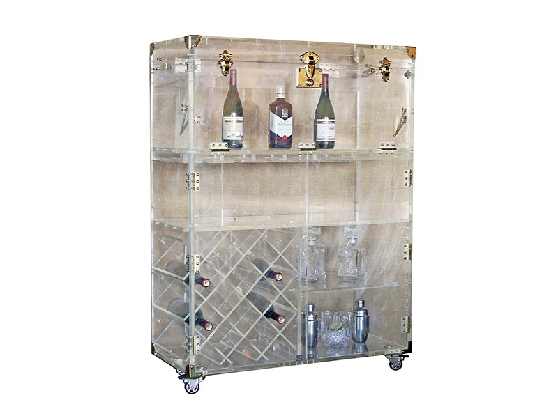 Luxury Clear Acrylic Wine Rack with Wheels 1