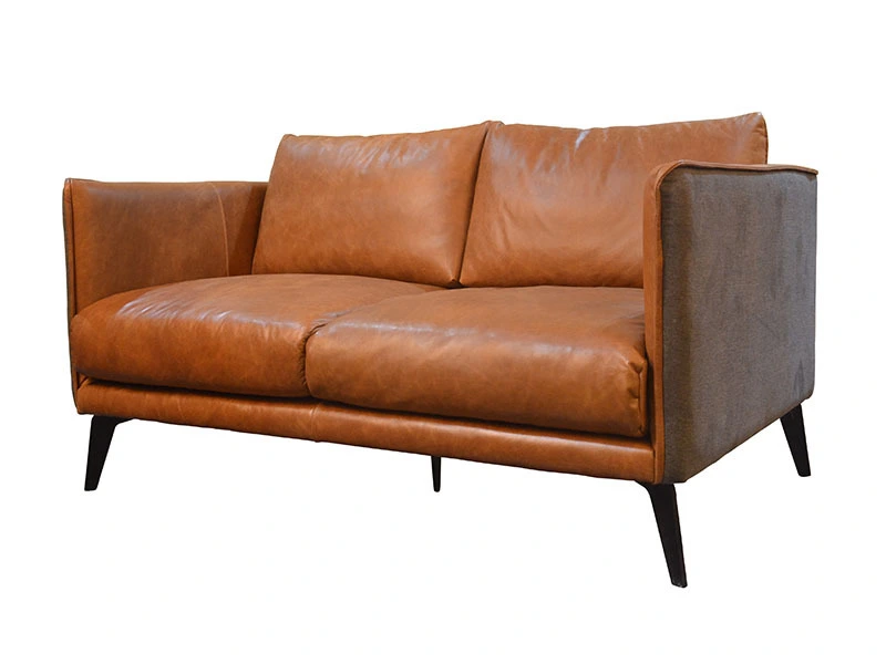 Loft Living Room Distressed Leather Mid-Century Sofa 1