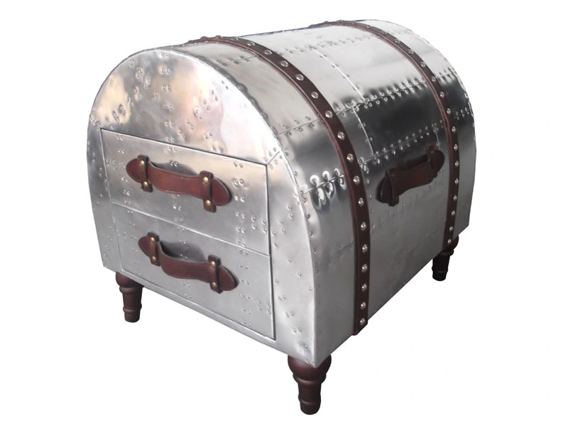 Round Edge Aviator Small Trunk with Wood Leg 1