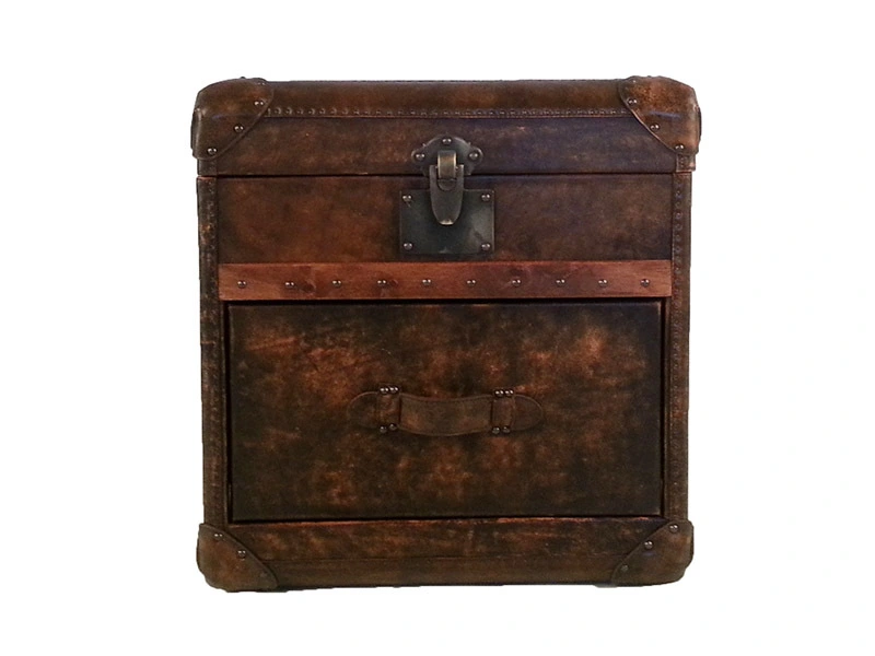 Antique Dark Mountain Leather Small Trunk 1