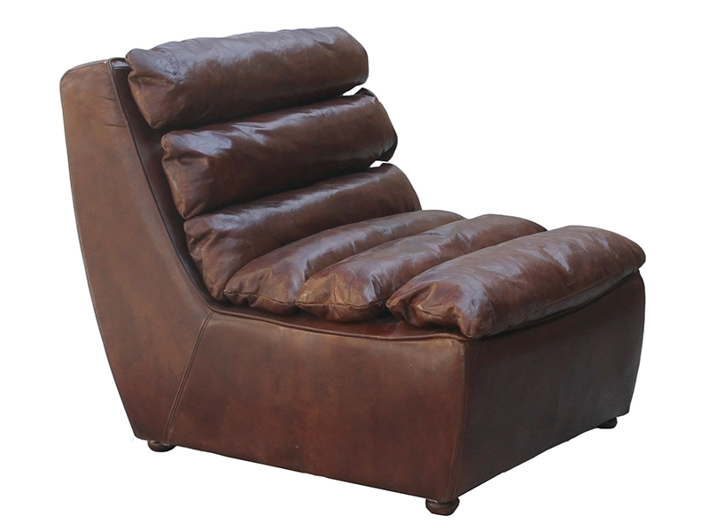 Retro Style Brown Vintage Leather Sleeper Chair 1