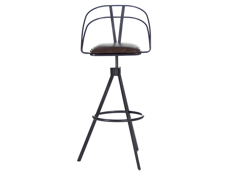 Vintage Leather Cushion Metal Bar Chair 1